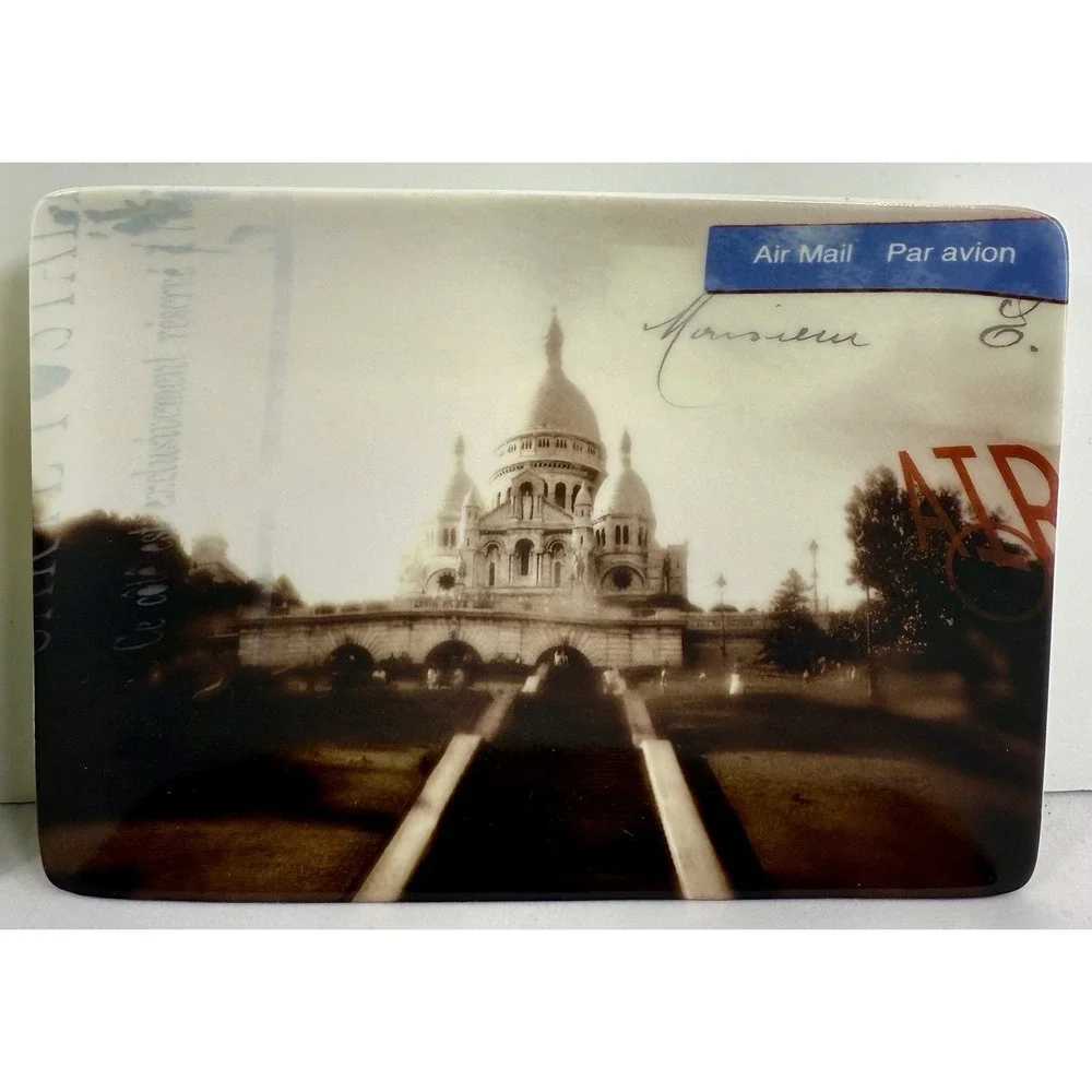 Restoration Hardware Carte Postale Paris Trays Set of 3 French‎ Travel Decor EUC